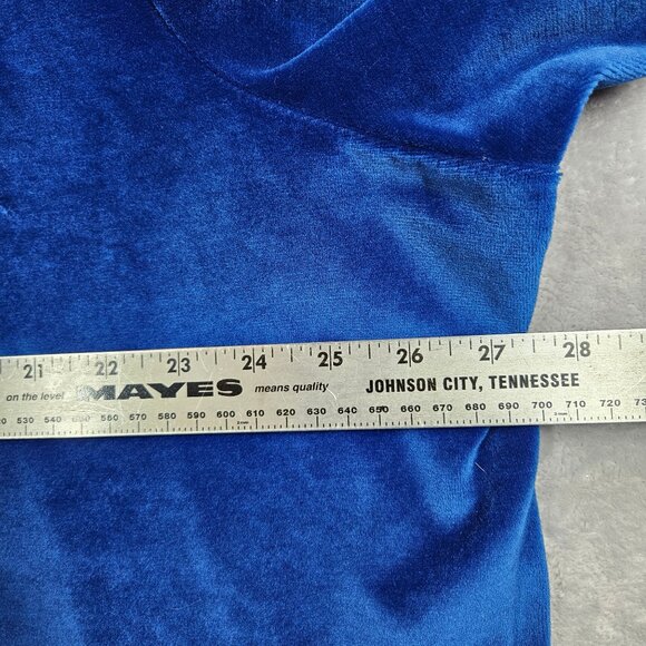 Roamans Womens 2X Blue Velour Button-Front Shacket With Collar Long Sleeves Warm - Picture 6 of 11